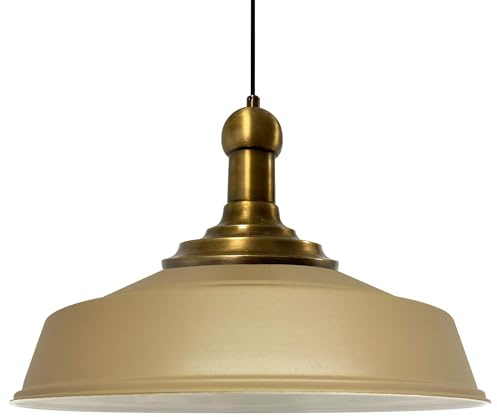 bamyum Asletl Long-Knob Hängelampe Industrial Vintage Ø41 cm, Küchenlampe Hängend Esstisch, Wohnzimmerlampe Pendelleuchte Beige Metall