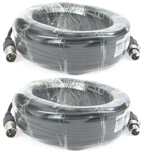 Paccs 2 Stück 25 m Mikrofonkabel Schwarz XLR Stecker male auf XLR Buchse female - Symmetrisch Audio Kabel DMX OFC-Kupfer