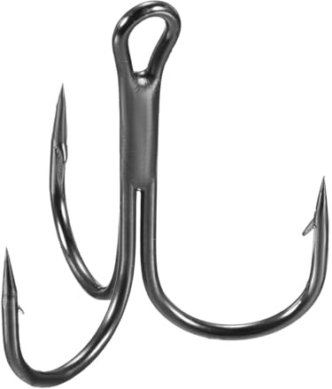 PATIKIL 1Anzuelos Triples de Pesca, 10 Piezas, 3X Más Fuertes, Anzuelos de Pesca de Acero de Alto Carbono, Curvados con Barba para Agua Dulce y Salada, Negro