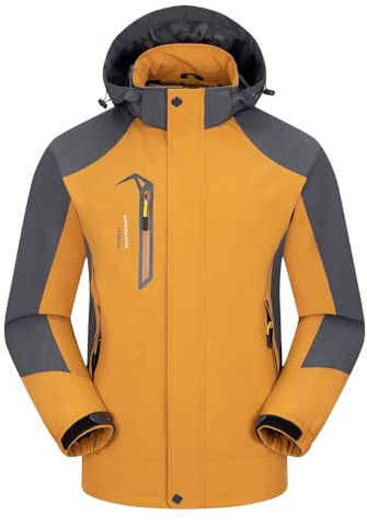 Taoyoule Chaqueta Impermeable para Hombre Senderismo al Aire Libre Chubasquero Cortavientos Ropa Deportiva Chaqueta Impermeable Softshell Ligera con Capucha