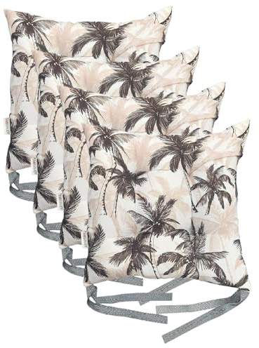 Washable Chair Cushion for Dining Chairs 36 x 36cm Soft Seat Pads with Ties Comfortable Seat Cushions for Garden Chairs Indoor Outdoor Cushions Hollow Conjugated Filling [Design 14, Set of 4]