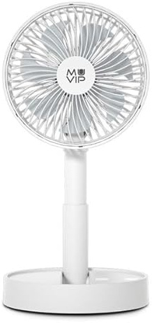 MUVIP Ventilador Portátil Plegable 6 con Batería Recargable, 4 Velocidades, Altura Regulable, Ángulo Ajustable, Potencia 5W, Tiempo de Uso 2.5-12 Horas, Cable de Carga Tipo C Incluido