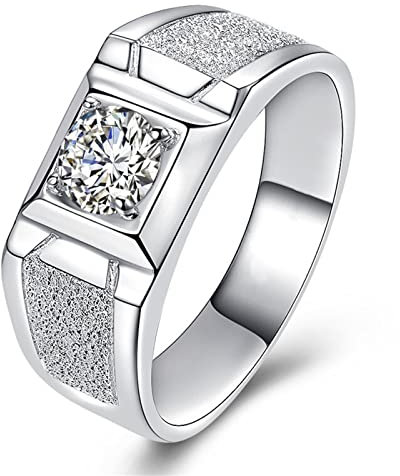 Diamant-Ring der Sterlingsilber-Männer S925, gotischer Art- und Weiseeinfacher bereifter offener justierbarer Diamant-Ring, Silber, 12