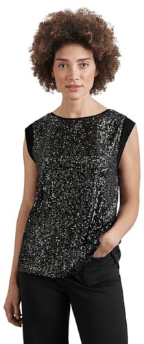 STREET ONE A345220 Party_Sequins Top con Hombro de chifón, Plateado Brillante, 48 Mujeres