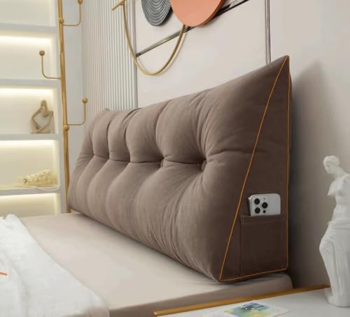 MGEMJMJ Rückenkissen Für Bett Couch Lesekissen, Keilkissen Kopfteil Bett, Kissen Bett Rückenlehne, Buchkissen Lendenkissen Bett, Stützkissen Zum Lesen(Size:180x50x20cm,Color:Tiefer Kaffee)
