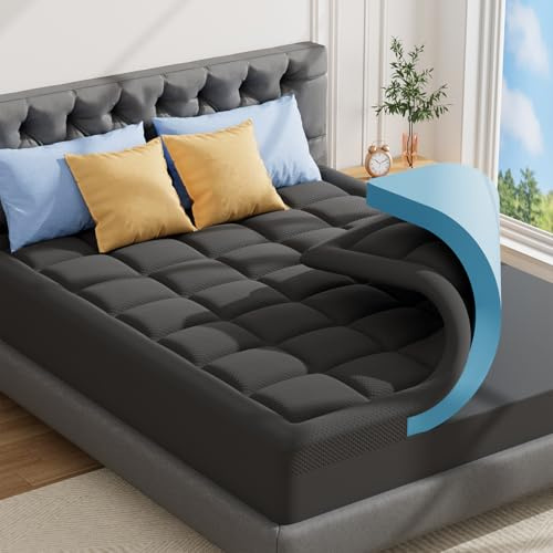 ABENE Topper 180x200cm H3 Gel Memory Schaum Matratzen Topper mit Waschbar Bambusfaser Bezug, 7cm Höhe Matratzentopper für Boxspringbett Komfortschaum Atmungsaktiv Druckverteilung（180cmx200cm, Grau）