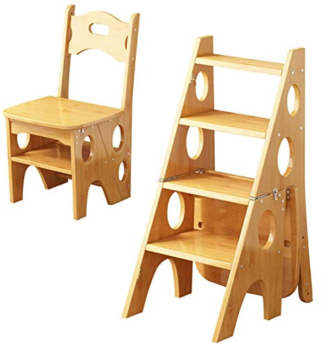 WTLONBF Tabouret de Chaise Pliable Convertible 3 en 1, Tabouret Pliable à 4 marches, escabeaux à Double Usage, marchepied à 4 marches, présentoir à Fleurs