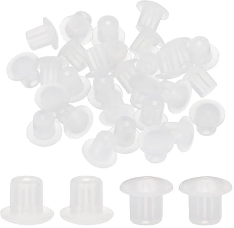 sourcing map 40pcs Hole Plugs, Heat Resistant Silicone Flush Type Fastener Hole Cover Plug Cap for 5mm(3/16) Hole, Round Snap Locking Tubing Plug Hole for Furniture Cabinet, White