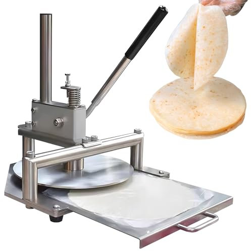 Pressa Manuale per Pasta per Pizza, Sfogliatrice in Acciaio Inossidabile, Diametro Piastra 20 Cm, Spessore Regolabile, Pressa per Pasta per Muffin, Torte, Croste di Torta