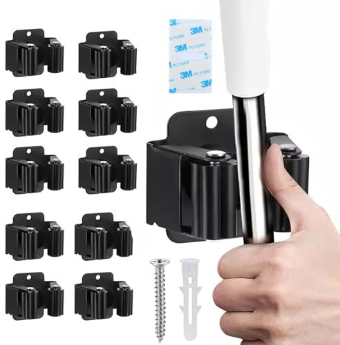 ChaneeHann 10 Stück Gerätehalter Set,Besenhalter Wand,Gartengerätehalter,Gerätehalter Besenhalter inkl Montagematerial,Gartengerätehalter Wandhalterung für Wischmopp,Besen,Schaufel,Werkzeuge