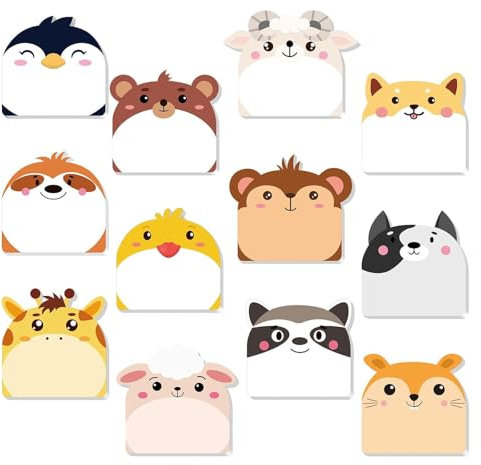 12 Stück Kinder Haftnotizen,Notizzettel,Post it,Lustig,Sticky Notes,Klein Lustige,Notizblock,Cartoon Niedliche,Selbstklebende Kätzchen Notizblöcke,für Studenten SchüLer,Büro,Kindergeburtstagsgeschenk