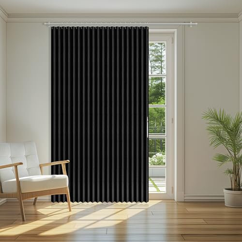 Jilron Sliding Door Curtains Blackout Curtains Accordion Doors Interior Patio Door Curtain Sliding Glass Door Curtain Vertical Blinds(Black 98 W x 78 L)