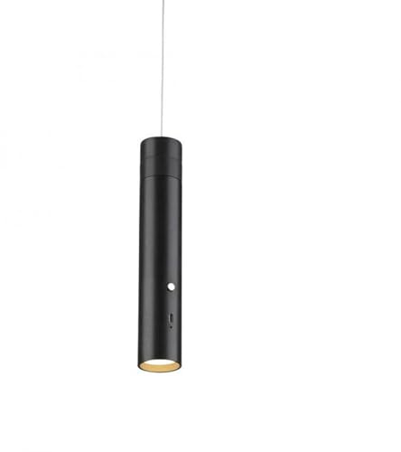Licht-Erlebnisse LED Akku Pendelleuchte Metall Schwarz Küche Esstisch Esszimmer Ø4 cm rund 3 W 300 lm Touch Dimmer Kopf abnehmbar akzentuiert Moderne Hängelampe MALVER