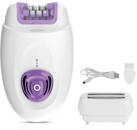 Epilatore senza fili da donna, 600 mAh, con testa di rasatura e testa di epilazione, 2 velocità, con luce a LED per ascelle, gambe, braccia
