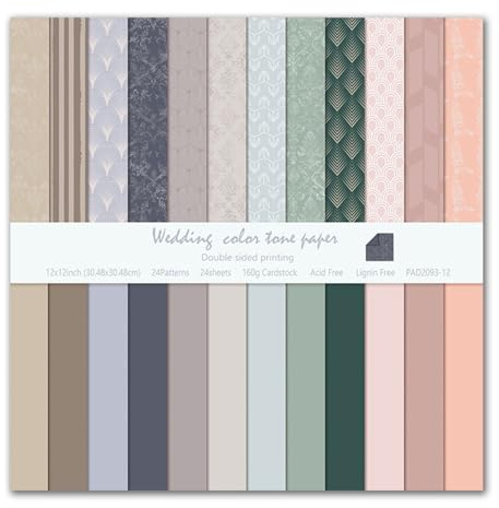 MerwDeeyt Scrapbook Papier Buntes Scrapbook Bastelpapier mit Muster (Grau) | 24 Blat, Doppelseitiges, 30,5x30,5 cm/12x12 in, Dekorpapier, Boho Motivpapier, für Journal Scrapbooking