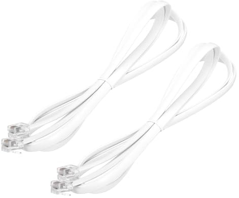 sourcing map 2 Pack Telephone Cord, 4.9ft Phone Cable RJ12 6P6C Male to Male Straight Wired Handset Cord for Home, Office, White