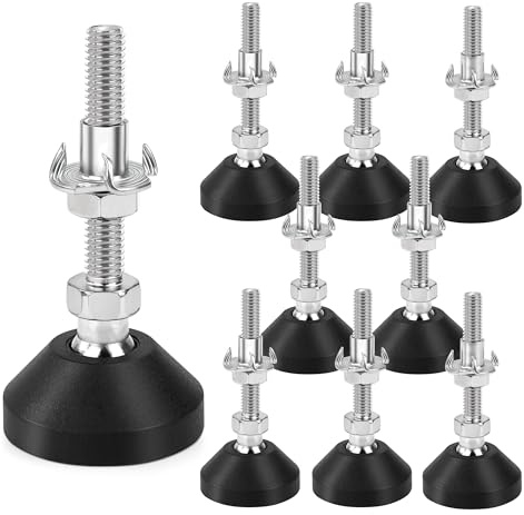 Jesustree 8 STK Verstellbare Möbelfüße M8 x 50mm Stellfüße mit Maximal 30° Neigung, Verstellschraube M8 für Tischbeine, Stuhlbeine, Möbelbeine, mit Einschlagmuttern,Kontermuttern