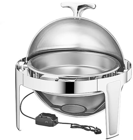 Scaldavivande elettrico da buffet con vassoio rimovibile, isolamento in acciaio inox per servire una grande capacità, include coperchio in vetro e supporto