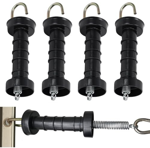 5Pcs Electric Fence Gate Handles, Insulated Spring Tension Gate Handle Electric Fencing Insulated Gate Break Handles with Metal Hook for Fencing, for Pasture Gates