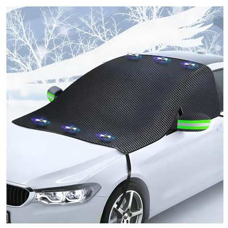 Magnetisch Frontscheibenabdeckung Winter,Windschutzscheibenabdeckung,148 x 114 cm Autoabdeckung Winter,Universalgröße Für Suv Pkw Winddichte, Frostsichere Schutzfolie, Schnee, Eis, Uv, Staubdicht