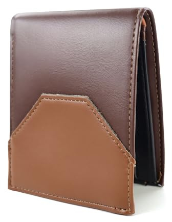 Feelorna Portefeuille pour homme en cuir synthétique souple à deux volets pour homme, portefeuille fin minimaliste avec porte-cartes de crédit avec plusieurs emplacements pour cartes et fenêtre pour