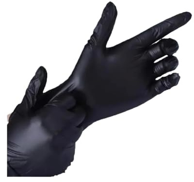 Saharuse Gants De Nettoyage Jetables En Nitrile PVC Noir S/M/L/XL, Imperméables, for Cuisine, Tatouage, Coiffure(70 PCS,XL-24x12cm)
