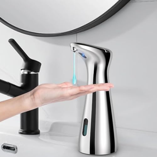 Summon The Elve Seifenspender Automatisch Kunststoff,200ml,4 Dosierstufen | Silber Berührungsloser Batteriebetriebener Elektrischer mit Sensor, No Touch Soap Dispenser für Bad,Küche,Flüssigse