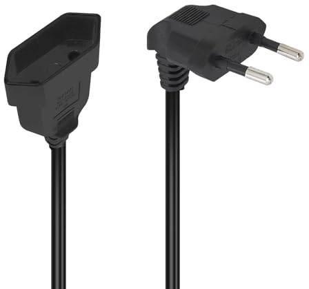Cavo di prolunga da 1,5 m con connettore piatto, cavo di prolunga piatto a 90 gradi, cavo di prolunga corto con spina europea di tipo C a spina europea di tipo C per monitor, lampada, elettrodomestici