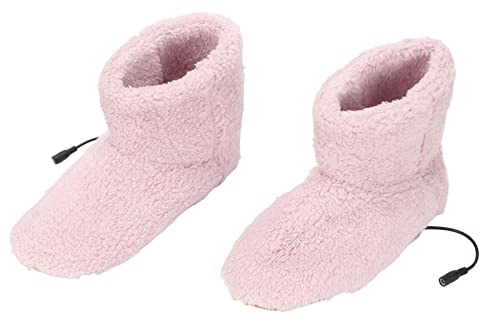 Chrees Usb Electric Heat Shoes, Heating Slipper Boots, Uppvärmd Fotvärmare, Plyschdesign, Uppladdningsbar, Halkfri, Varmt Lurvigt För Hemmakontorsresor Användning Bekväm Värme (Roseate)