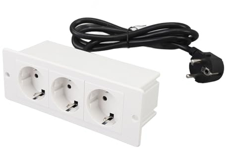 Aolidsive Försänkt Grenuttag, PC PP Infällt Eluttag med 3 Uttag 16A Plug and Play för Bordsskiva, Skrivbordsarbetsyta