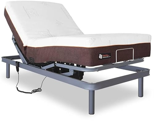 Ventadecolchones - Cama Articulada Reforzada Adaptator + Colchón viscoelástico Visco 5 y Mando con Cable Medida 90 x 190 cm - Incluye Subida y Montaje