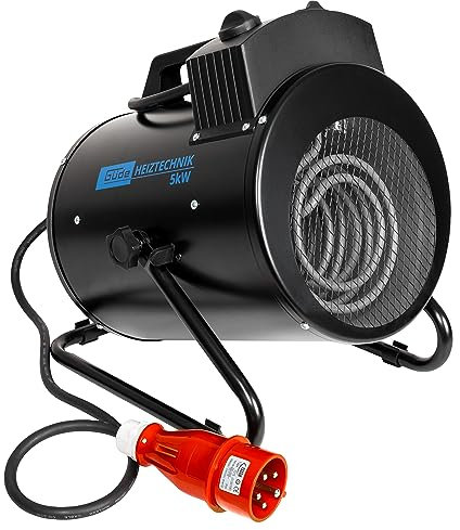 Güde Riscaldatore elettrico GEH 5000 R (400 V, 5000 W, 2 livelli di riscaldamento (2500/5000 W) + funzione ventilatore, 310 m³/h max. potenza di ventilazione, termostato continuo, protezione da