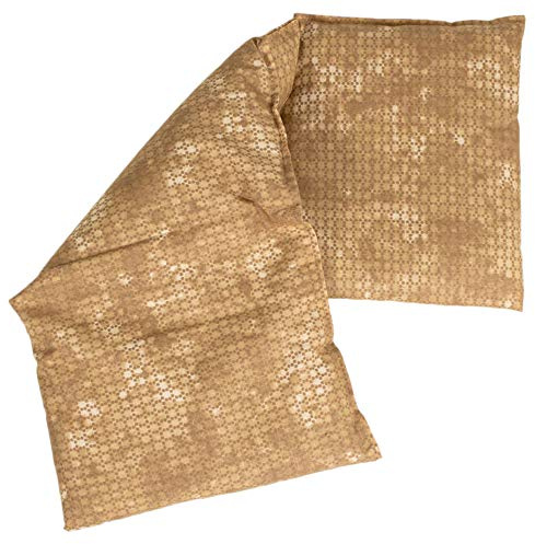 Cojín térmico compartimentado en 3 con pepitas de uva 20x50cm - Saco térmico para microondas - Calor y frío - Almohada térmica con semillas (color: batik oro)