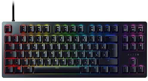 Razer Huntsman Tournament Edition (Red Switch) - TKL Kompakte Gaming-Tastatur mit schnellen linearen opto-mechanischen Schaltern (PBT-Tastenkappen, Chroma RGB) - AZERTY-Tastatur, Schwarz