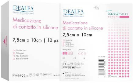 TOUCHMED Medicazione di Contatto in Silicone - 7,5x10 cm - Medicazione Sterile, Sottile, Morbida, Porosa, Traspirante - Monouso - Confezione da 10 Buste