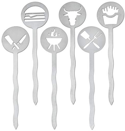 Feinwerk CurlyB Burger Spieße 6 Stück Edelstahl | Spülmaschinenfest | Spezielle Wellenform für besseren Halt | Hamburger Spieße | Burgerspieß