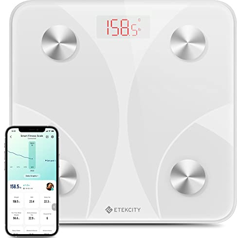 Etekcity Scale for Body Weight, Smart Digital Bathroom Weighing Scales with Body Fat and Water Weight for People, Bluetooth BMI Electronic Body Analyzer Machine, 400lb