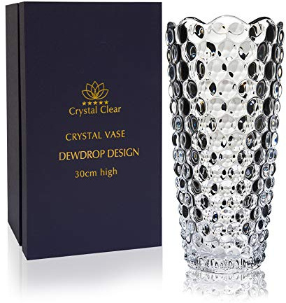 Crystal Vase,, 30cm high, For Flowers & Decor, Dewdrop Design, Eternal Love for Home Nice, Shiny, Adorable, Suitable For all Occasions, Perfect as a Gift,