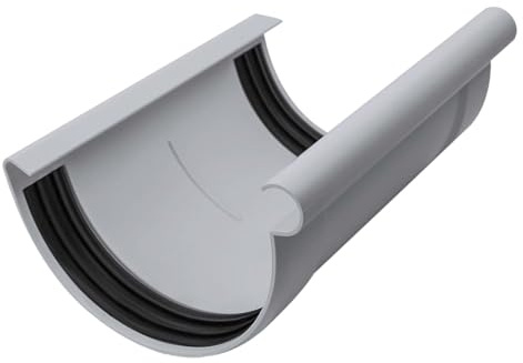 INEFA Rinnenverbinder halbrund NW150 / 150mm Grau Kunststoff | Dachrinnenverbinder aus PVC-U, für einfache Steckmontage, ideal für Dachentwässerung und Regenrinnen