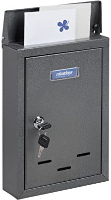 relaxdays Boîte aux Lettres avec Plaque nominale, métal, 2 clés, Cartes Postales, HxLxP: 30,5 x 21 x 7 cm, Gris
