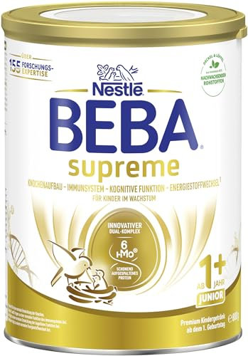 BEBA SUPREME Junior 1+ Kindergetränk ab dem 1. Geburtstag, Babynahrung mit 6 HMO Komplex, nur Laktose, ohne Palmöl, 1er Pack (1 x 800g)