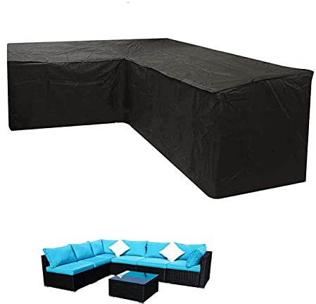 GNCCI Housse Protection Canape Angle Extérieur en Forme L, Housse Salon de Jardin Angle 210D Oxford Couverture Canape d'angle Exterieur Imperméable Résistant à la Vent Pluie UV Déchirure