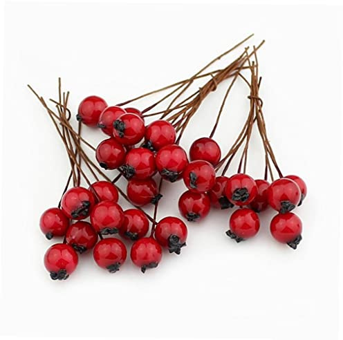50 Stücke Weihnachten Rote Beeren Weihnachten Holly Beeren Zweig Künstliche Früchte Für Weihnachtskränze Dekorationen 1 cm