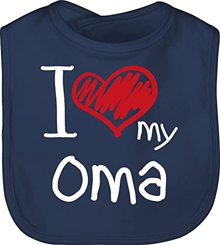 Shirtracer Baby Lätzchen - I love my Oma weiß - Unisize - Navy Blau - omi kinderlatz geschenk latz babylätze schlabberlatz latzchen laetzchen babylatz babylätzchen lätze latzerl