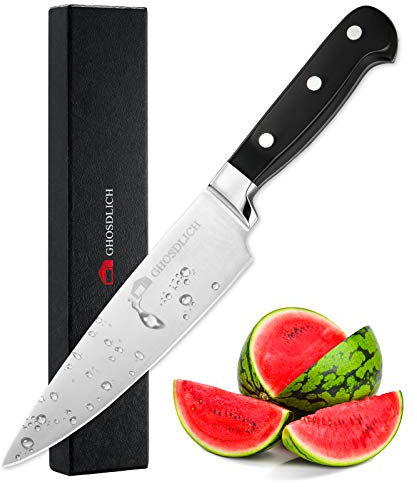 GHOSDLICH 6 inch Chef Knife 15CM Blade Kitchen Knife Forged from German Stainless Steel X50Cr15Mov, Full Tang, Ultra-Sharp Classic Cooks Knife with Ergonomic Handle for Kitchen & Restaurant