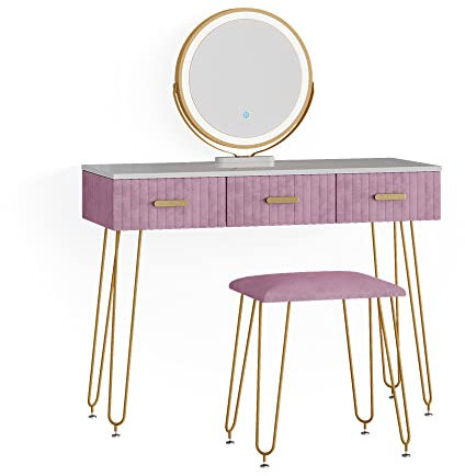 Vicco Schminktisch Rosa Layla 100x79x40 cm - Frisiertisch, Stauraum für Make-up, Haar- und Pflegeprodukte in Reichweite