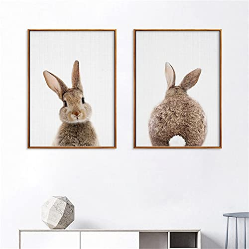 Trayosin Bilder Kinderzimmer 2er Set, Premium Kaninchen Poster Set, Wandbilder Deko Bilder Kinderzimmer Mädchen und Jungen Babyzimmer Deko Wandposter (30x40cm)