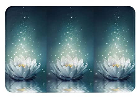VUCEMI Magic Lotus - Zerbino con stampa floreale, per esterni, per interni, resistenti, assorbe il retro in gomma, antiscivolo, 40,6 x 61 cm