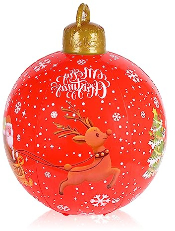 Christmas Inflatable Ball 60cm Giant Christmas Balls Inflatable PVC Christmas Baubles Outdoor Large Christmas Xmas Balls Ornaments for Wedding Festival Home Decor Yard Lawn Garden Outside Decor
