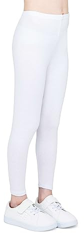 infatti Leggings de algodón para niñas, Pantalones Suaves y cómodos para niños, Entrenamiento Informal, Estilo Elegante, Ropa básica Zoe, Blanco 110 cm (5 años)